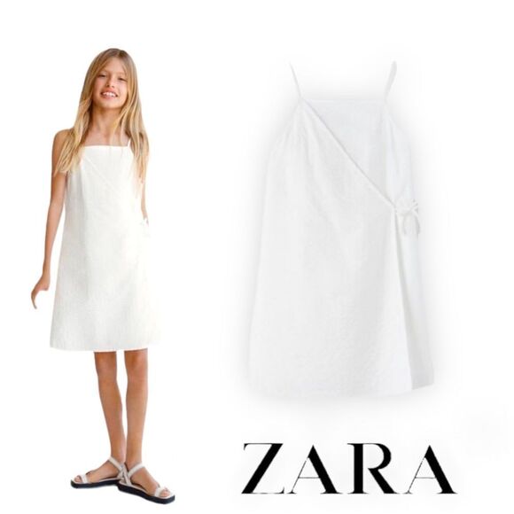 ZARA KidsWhiteTEXTURED WRAP DRESS